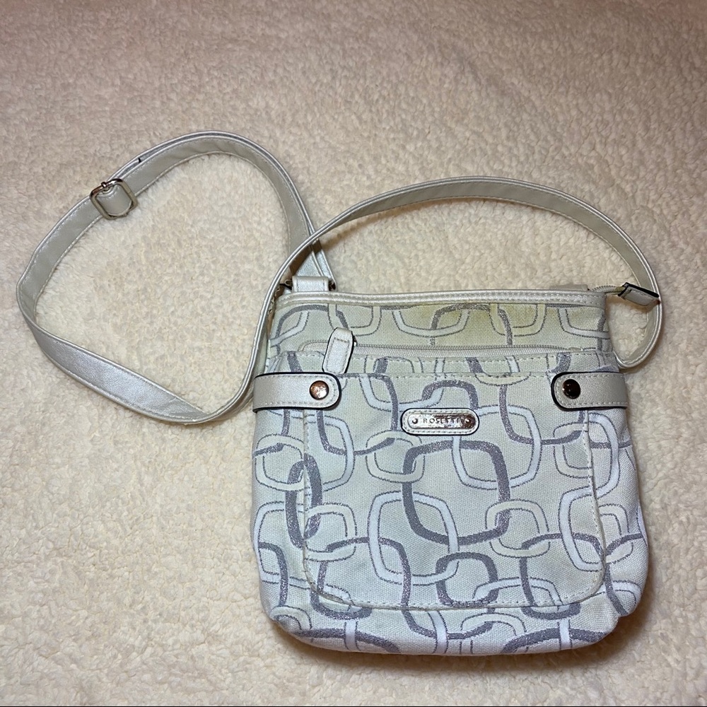 White & Silver Crossbody Rosetti Bag